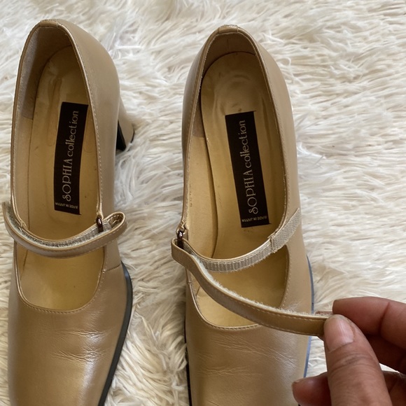 Champagne womens heeled Mary Jane metallic formal elegant shoes, size 23 US: 6.5 - Picture 12 of 13